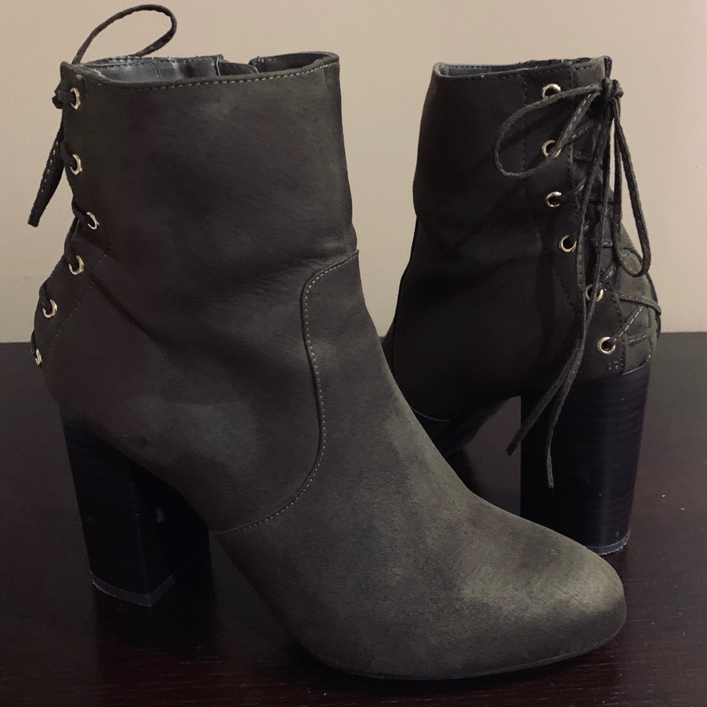 Forever 21 Olive Green Heeled Booties